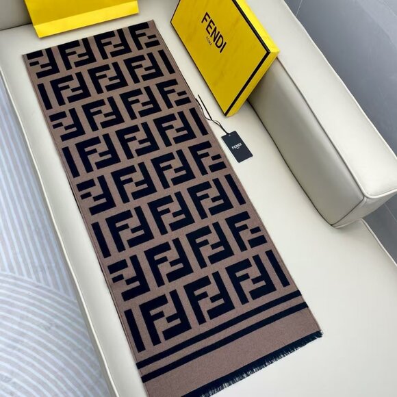 Fendi Black and Gold Patterned Scarf - Picture 6 of 9
